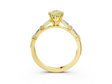 Yellow gold Fancy Yellow Pear  Solitaire with Side Baguettes and Channel Set Band_79