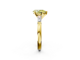Yellow gold Fancy Yellow Pear  Solitaire with Tapered Baguette Side Stones on a Classic Band with Four-Prong Setting_104