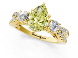 Yellow gold Fancy Yellow Pear  Three-Stone Diamond Ring with Pavé Split Shank and Four-Prong Setting_63