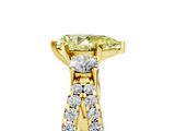 Yellow gold Fancy Yellow Pear  Three-Stone Diamond Ring with Pavé Split Shank and Four-Prong Setting_67