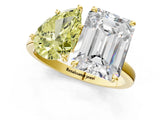 Yellow gold Fancy Yellow Pear  and Emerald Cut Toi Moi Ring with Prong Setting_63