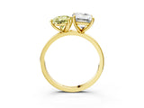 Yellow gold Fancy Yellow Pear  and Emerald Cut Toi Moi Ring with Prong Setting_65