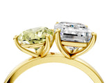 Yellow gold Fancy Yellow Pear  and Emerald Cut Toi Moi Ring with Prong Setting_66