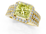 Yellow gold Fancy Yellow Princess -Cut Halo Diamond Ring with Split Shank and Four-Prong Setting_18