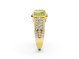 Yellow gold Fancy Yellow Princess -Cut Halo Diamond Ring with Split Shank and Four-Prong Setting_19