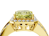 Yellow gold Fancy Yellow Princess -Cut Halo Diamond Ring with Split Shank and Four-Prong Setting_21
