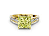 Yellow gold Fancy Yellow Princess  Brilliant Cut Diamond Engagement Ring with Pavé Band and Four-Prong Setting_30