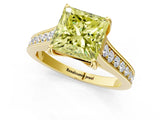 Yellow gold Fancy Yellow Princess  Brilliant Cut Diamond Engagement Ring with Pavé Band and Four-Prong Setting_31
