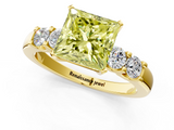 Yellow gold Fancy Yellow Princess  Brilliant Cut Diamond Five-Stone Prong Set Engagement Ring with Channel Band_1