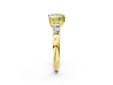 Yellow gold Fancy Yellow Princess  Brilliant Cut Diamond Five-Stone Prong Set Engagement Ring with Channel Band_2