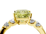 Yellow gold Fancy Yellow Princess  Brilliant Cut Diamond Five-Stone Prong Set Engagement Ring with Channel Band_4