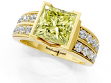 Yellow gold Fancy Yellow Princess  Brilliant Diamond Channel Set Wide Band Ring with Bezel Setting_1