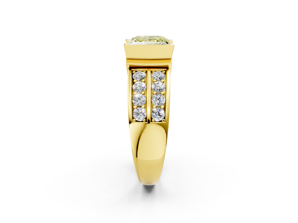 Yellow Gold Princess Cut Half Bezel Channel Set Engagement Ring Setting for Fancy Yellow Center