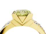 Yellow gold Fancy Yellow Princess  Brilliant Diamond Channel Set Wide Band Ring with Bezel Setting_4