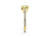 Yellow gold Fancy Yellow Princess  Brilliant Diamond Solitaire with Pavé Band and Four-Prong Setting 2