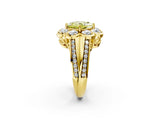 Yellow gold Fancy Yellow Princess  Brilliant Flower Halo Diamond Split Shank Ring_77