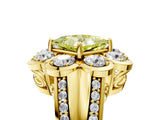 Yellow gold Fancy Yellow Princess  Brilliant Flower Halo Diamond Split Shank Ring_80