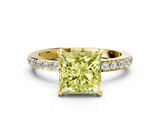 Yellow gold Fancy Yellow Princess  Brilliant Pavé Band Solitaire with Four-Prong Setting_16