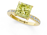 Yellow gold Fancy Yellow Princess  Brilliant Pavé Band Solitaire with Four-Prong Setting_17