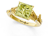 Yellow gold Fancy Yellow Princess  Brilliant Solitaire with Leaf Motif Band and Four-Prong Setting_35