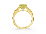 Yellow gold Fancy Yellow Princess  Brilliant Solitaire with Leaf Motif Band and Four-Prong Setting_37