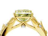 Yellow gold Fancy Yellow Princess  Brilliant Solitaire with Leaf Motif Band and Four-Prong Setting_38