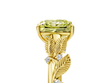 Yellow gold Fancy Yellow Princess  Brilliant Solitaire with Leaf Motif Band and Four-Prong Setting_39