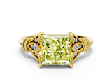 Yellow gold Fancy Yellow Princess  Brilliant Solitaire with Pave Band and Four-Prong Setting