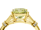 Yellow gold Fancy Yellow Princess  Brilliant Solitaire with Pave Band and Four-Prong Setting_4