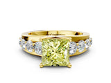Yellow gold Fancy Yellow Princess  Brilliant Solitaire with Side Stones on a Pave Band and Four-Prong Setting_24