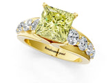 Yellow gold Fancy Yellow Princess  Brilliant Solitaire with Side Stones on a Pave Band and Four-Prong Setting_25