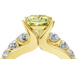 Yellow gold Fancy Yellow Princess  Brilliant Solitaire with Side Stones on a Pave Band and Four-Prong Setting_32