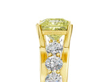 Yellow gold Fancy Yellow Princess  Brilliant Solitaire with Side Stones on a Pave Band and Four-Prong Setting_33