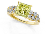 Yellow gold Fancy Yellow Princess  Cluster Diamond Engagement Ring with Pavé Band and Four-Prong Setting_1