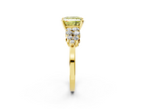 Yellow gold Fancy Yellow Princess  Cluster Diamond Engagement Ring with Pavé Band and Four-Prong Setting_2