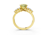 Yellow gold Fancy Yellow Princess  Cluster Diamond Engagement Ring with Pavé Band and Four-Prong Setting_3