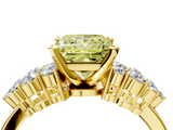 Yellow gold Fancy Yellow Princess  Cluster Diamond Engagement Ring with Pavé Band and Four-Prong Setting_4