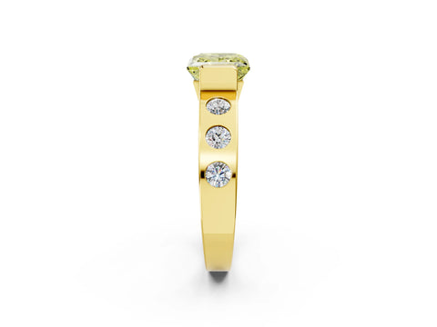 Yellow gold Fancy Yellow Princess Cut Brilliant Channel-Set Diamond Ring with Bezel Prong Setting_2