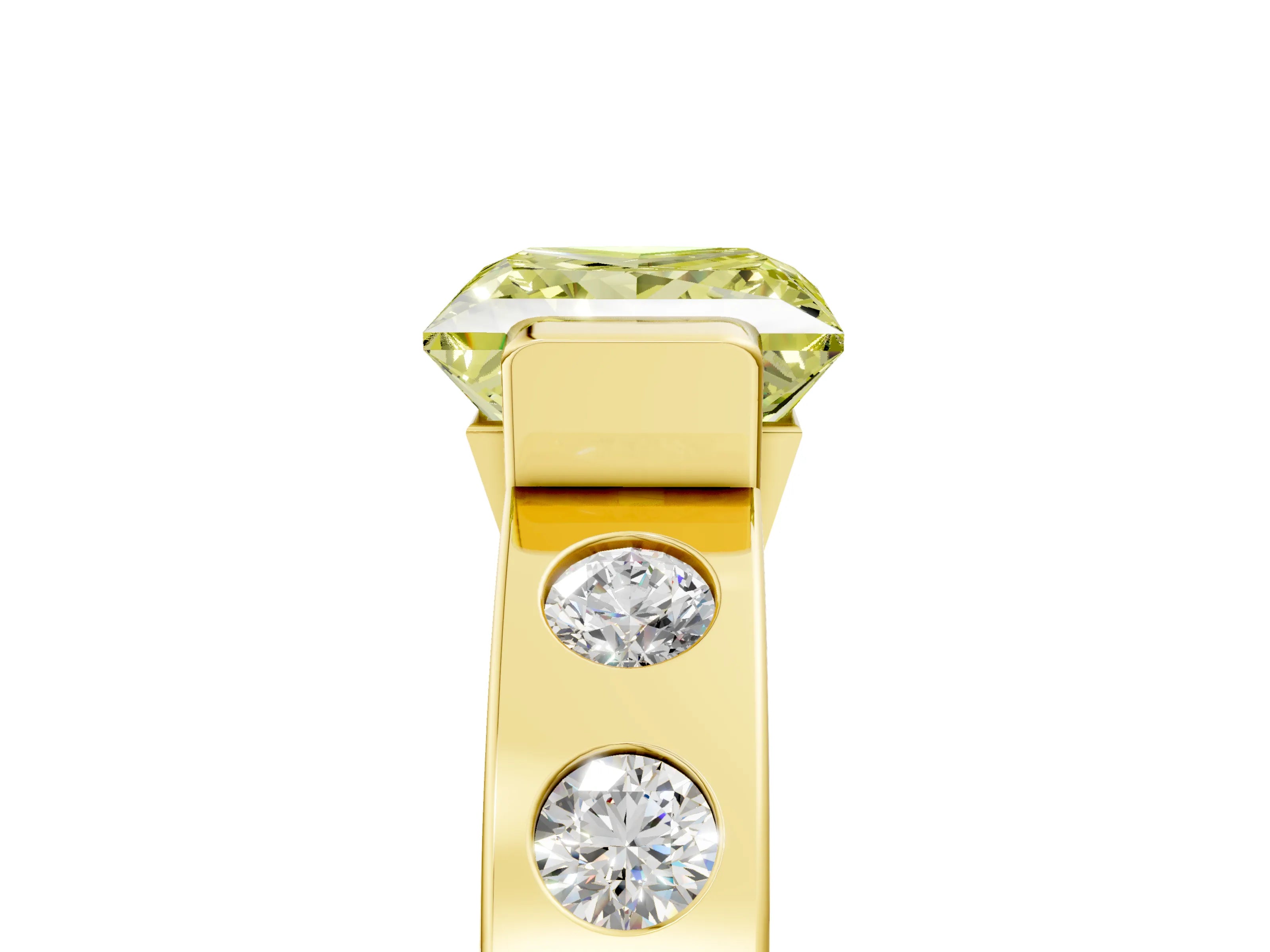 Yellow gold Fancy Yellow Princess Cut Brilliant Channel-Set Diamond Ring with Bezel Prong Setting_5
