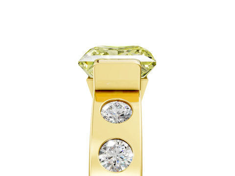 Yellow gold Fancy Yellow Princess Cut Brilliant Channel-Set Diamond Ring with Bezel Prong Setting_5