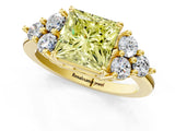 Yellow gold Fancy Yellow Princess Cut Brilliant Diamond Cluster Accent Solitaire Ring with Prong Setting_1