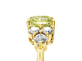 Yellow gold Fancy Yellow Princess Cut Brilliant Diamond Cluster Accent Solitaire Ring with Prong Setting_5