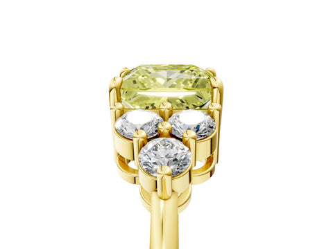 Yellow gold Fancy Yellow Princess Cut Brilliant Diamond Cluster Accent Solitaire Ring with Prong Setting_5