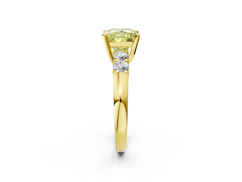 Yellow gold Fancy Yellow Princess Cut Brilliant Diamond Five-Stone Engagement Ring with Prong Setting on a Classic Band_5