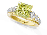 Yellow gold Fancy Yellow Princess Cut Brilliant Diamond Pavé Band with Six-Prong Setting_13