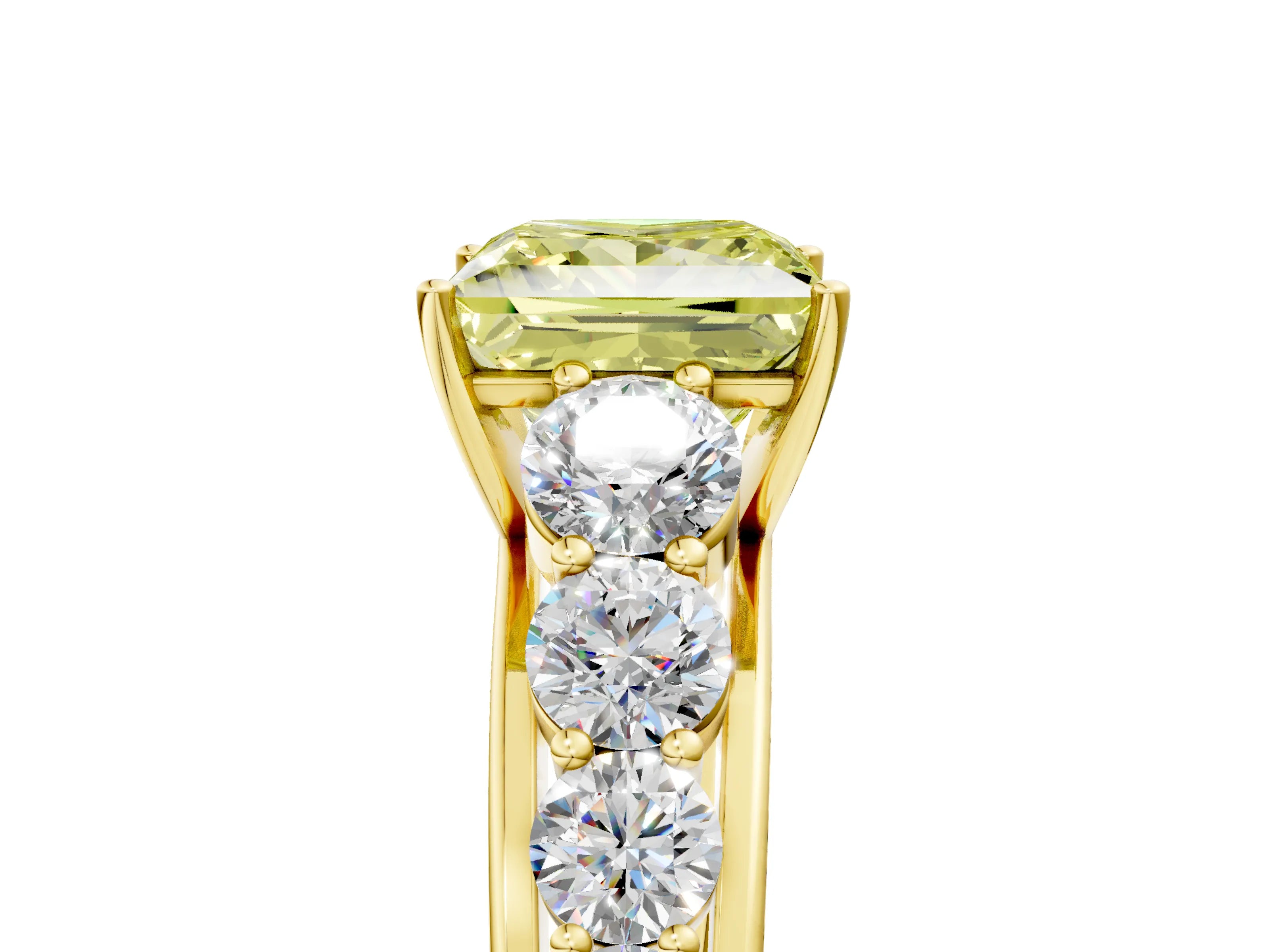 Yellow gold Fancy Yellow Princess Cut Brilliant Diamond Pavé Band with Six-Prong Setting_5