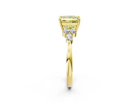 Yellow gold Fancy Yellow Princess Cut Brilliant Diamond Solitaire Ring with Pear Side Stones and Four-Prong Setting_5