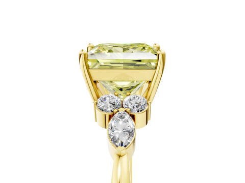 Yellow gold Fancy Yellow Princess Cut Brilliant Diamond Solitaire Ring with Pear Side Stones and Four-Prong Setting_8