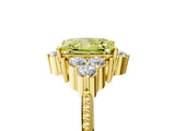 Yellow gold Fancy Yellow Princess Cut Brilliant Diamond with Cluster Setting on a Beaded Band and Four-Prong Setting_5