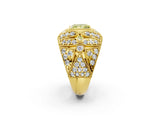 Yellow gold Fancy Yellow Princess Cut Brilliant Halo Pave Diamond Milgrain Ring_2
